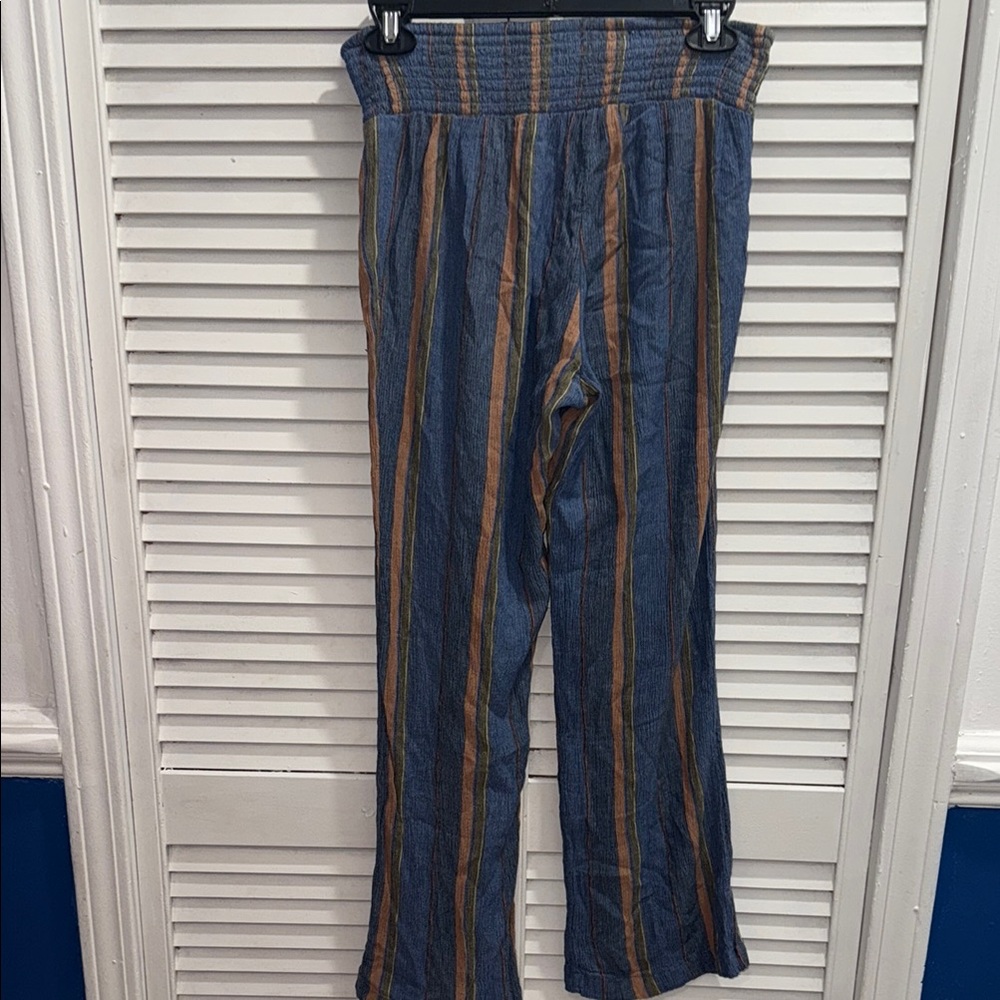 O'Neill Blue and Brown Striped Wide Leg Pants